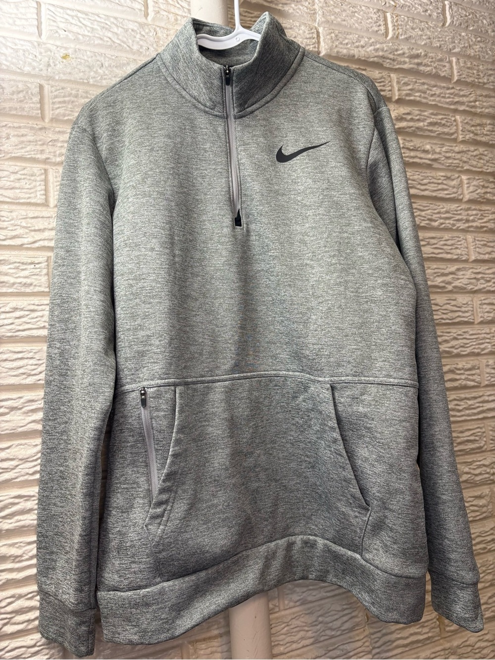 Nike Grey Heather Quarter-Zip Pullover Hoodie